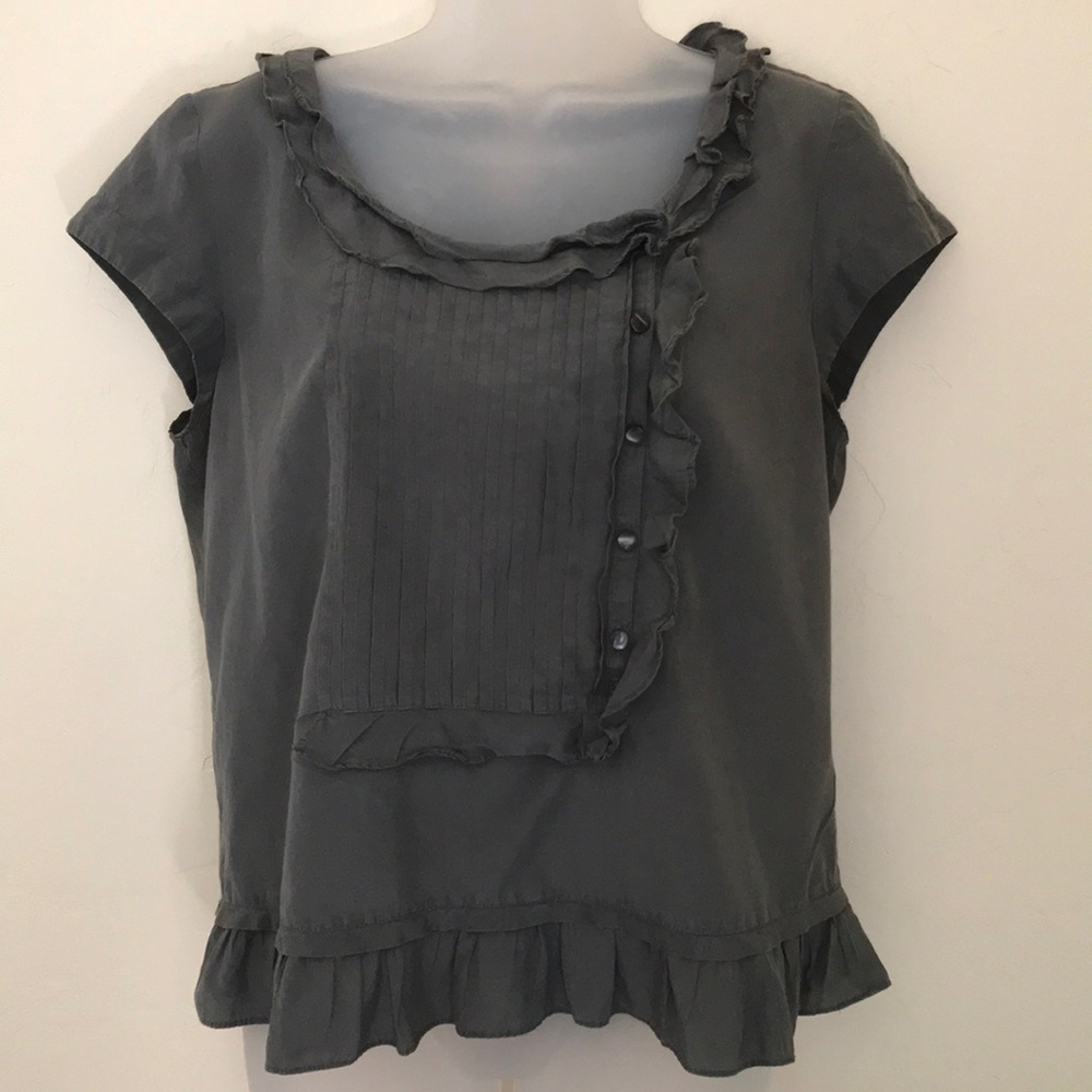 JCrew Silk Blouse with Pintucks and Ruffles